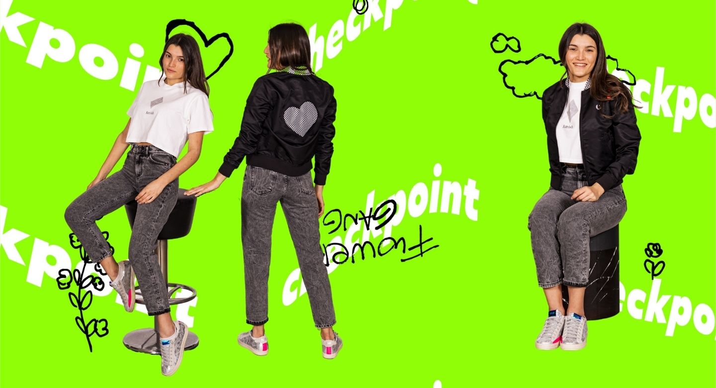 Valentina modella Checkpoint per un giorno, outfit giorno Amish e Fred Perry